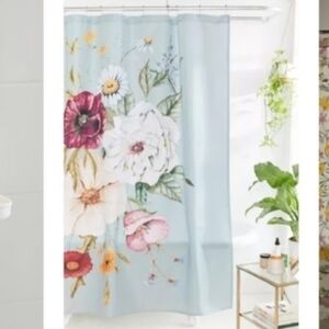 Anthropolgie Blue Floral Shower Curtain